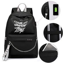 Load image into Gallery viewer, Winmax Luminous USB Charge Women Backpack Fashion Letters Print School Bag Teenager Girls Ribbons Backpack Mochila Sac A Dos