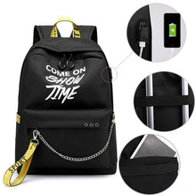 Load image into Gallery viewer, Winmax Luminous USB Charge Women Backpack Fashion Letters Print School Bag Teenager Girls Ribbons Backpack Mochila Sac A Dos