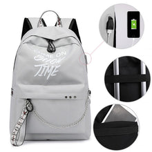 Load image into Gallery viewer, Winmax Luminous USB Charge Women Backpack Fashion Letters Print School Bag Teenager Girls Ribbons Backpack Mochila Sac A Dos