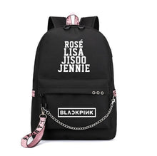 Load image into Gallery viewer, Kpop BLACKPINK LISA Backpack Women Korea Student School Bags for Teenage Girls Boys Large Nylon Chain Back Pack USB Bagpack 2019