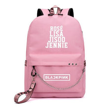 Load image into Gallery viewer, Kpop BLACKPINK LISA Backpack Women Korea Student School Bags for Teenage Girls Boys Large Nylon Chain Back Pack USB Bagpack 2019